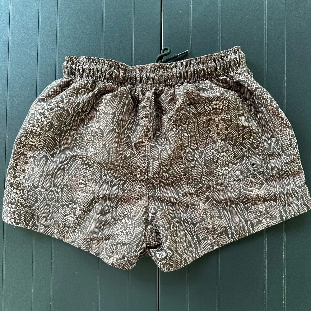 H&M Snake-Print Drawstring Swim Trunks - Brown & Black